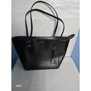 LAUREN RALPH LAUREN Leather Tote Bag Black 34cm With Dust Bag Charm